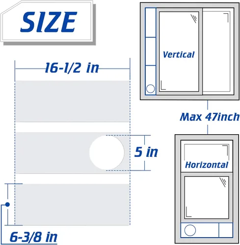 Miniatura 2 de Kit de ventana de aire acondicionado portátil para manguera de escape de 5 pulgadas de diámetro, paneles de sellado de ventana ajustables de 59