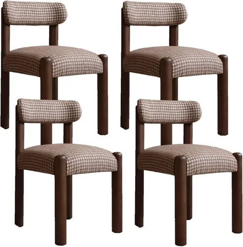 Miniatura 11 de Silla de cocina tapizada de lino, sillas de comedor retro con patas de madera, silla de asientos acolchados para comedor, dormitorio, sala de estar