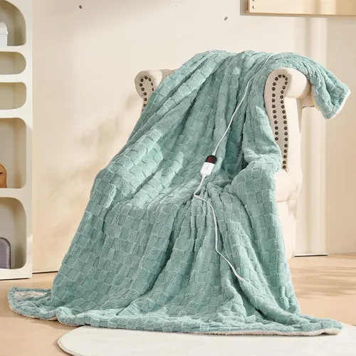 Miniatura 10 de Manta Eléctrica Throw - Franela Suave a Cuadros con 6 Niveles de Calentamiento, Apagado Automático de 4 Horas, Calentamiento Rápido, Certificado ETL