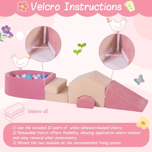 Miniatura 5 de Bloques de escalada de espuma 30D de 5 piezas para niños pequeños de 1 a 3 años, mini juego suave en forma de casa con pozo de bolas, gimnasio