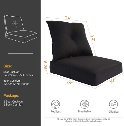 Miniatura 2 de Juego de cojines de repuesto para sillón de interiores o exteriores; para primavera y verano Olefina Gris Claro