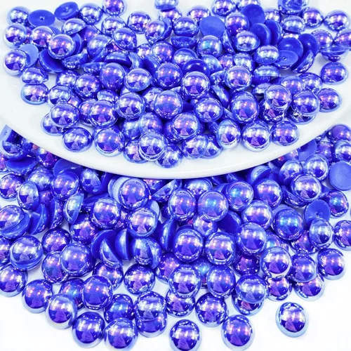Miniatura 19 de 1000 perlas medias redondas de resina con parte trasera plana de 0.236 pulgadas para manualidades, para cara, uñas, vasos, ropa, zapatos, álbum