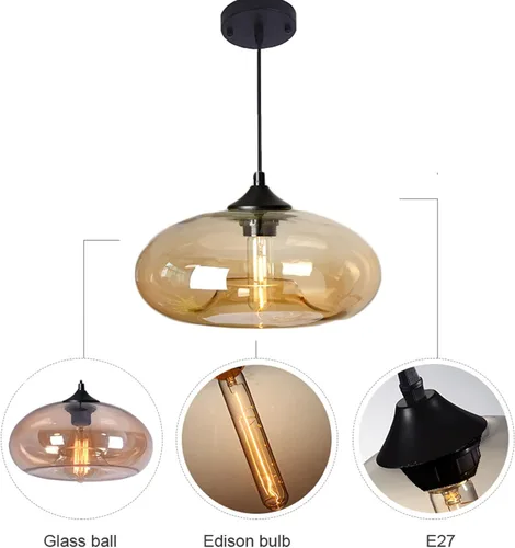 Miniatura 4 de Iluminación colgante de cristal industrial vintage de 11 pulgadas, 1 luz de granja, loft bar, lámpara colgante de techo, isla de cocina, comedor