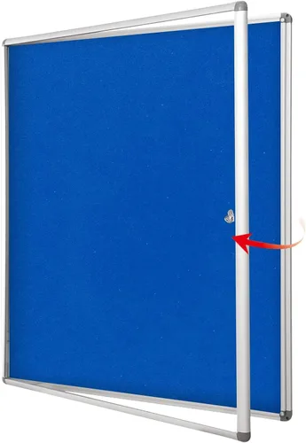 Miniatura 14 de SWANCROWN - Tablero de anuncios con cerradura a prueba de manipulaciones y cerrado para hogar, oficina y escuela, montado en la pared, de tela azul