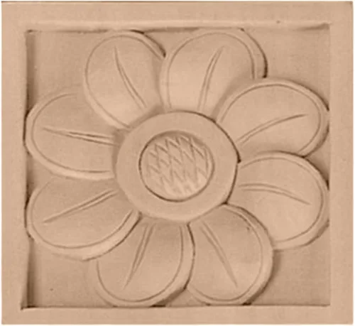 Ekena Millwork ROS03X03X00SFCH Roseta cuadrada pequeña de girasol, 3 pulgadas de ancho x 3 pulgadas de alto x 5/8 pulgadas de largo, cereza