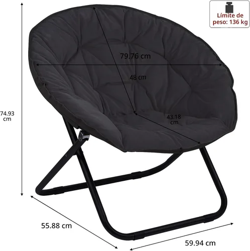 Miniatura 2 de Grezone Silla plegable de piel sintética, silla plegable portátil de luna suave para dormitorio, dormitorios, apartamentos, descanso, jardín y Negro