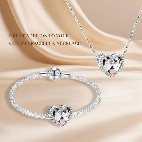 Miniatura 5 de Annmors Silver Charms for Bracelets S925 Love Heart Mom Birthday Dangle for Women Bracelet & Necklace Pendant