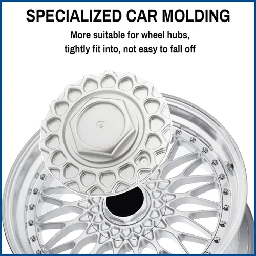 Miniatura 5 de 168mm Tapacubos centrales para el centro de rueda de 6.61in para BBS RS Racing STR 606 BBS Style 5, 4 piezas plateado (Matt Silver)