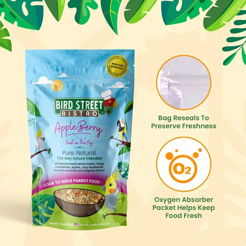 Miniatura 5 de Bird Street Bistro Comida para loros - Comida para periquitos y cacatúas, cocina en 3-15 minutos con granos naturales y saludables, legumbres