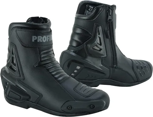 PROFIRST Botas de cuero para motocicleta, impermeables, con suela de goma, Original YKK Zip TPO, zapatos de protección TPO, tobillo corto, zapatos