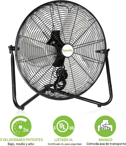 Miniatura 5 de hykolity Ventilador de piso de alta velocidad de 20 pulgadas, ventilador de pared de metal resistente de 4600 CFM con 3 velocidades, ventilador