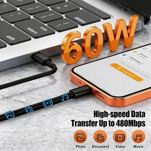 Miniatura 5 de Cargador dual tipo C de 45 W de carga rápida para Samsung, PD 3.0 GaN bloque de cargador de teléfono Android súper rápido con cable USB C largo