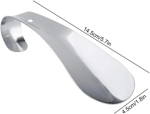 Miniatura 2 de TOPINCN Cuerno de zapato de metal de 5.7 pulgadas de largo, portátil, de acero inoxidable, elevador de cuerno de zapatos conveniente para niños