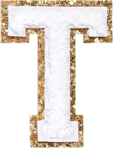 Miniatura 10 de Parches de letras de felpilla para planchar con purpurina, parches bordados con borde dorado, parches para coser en ropa, sombrero, camisa, bolsa