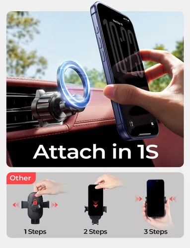 Miniatura 6 de LISEN - Soporte magnético de teléfono para automóvil, imanes fuertes, soportes magnéticos para teléfono para tu automóvil, 2 en 1, para salpicadero