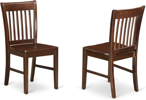 Miniatura 4 de East West Furniture NFC-MAH-W Norfolk Sillas de Comedor - Sillas con Asiento de Madera Maciza y Respaldo de Listones, Juego de 2, Caoba