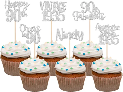 Miniatura 79 de Rsstarxi Paquete de 24 adornos para cupcakes vintage 2019 con purpurina negra para 5º cumpleaños, saludos a 5, cinco, 5, 5 fabulosos para cupcakes
