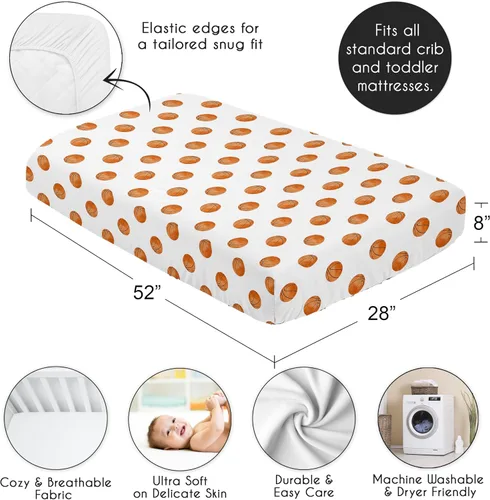 Miniatura 4 de Sweet Jojo Designs Sábanas ajustables para cuna de bebé (baloncesto) para niños o niñas, guardería infantil, habitación de niños pequeños