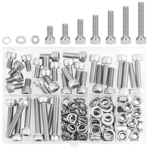 Miniatura 8 de HELIFOUNER 120 piezas M6 x 0.394 in /0.472 in /0.630 in /0.787 in /0.984 in /1.181 in /1.378 in, cabeza hexagonal, tornillos, arandelas, tuercas