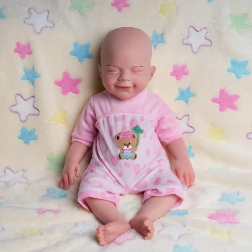 Miniatura 11 de AISITE - Muñecas de bebé recién nacidas, niña - 46 cm, de silicona completa, ojos cerrados, regalos de Navidad y cumpleaños para hija, sobrina