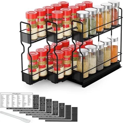 Miniatura 10 de SpaceAid Organizador de especias extraíble para gabinete, organizador de condimentos deslizante y resistente para armarios de cocina, organizador