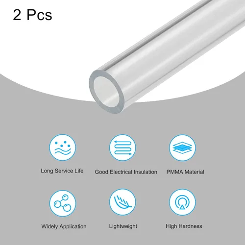 Miniatura 3 de MECCANIXITY Tubo acrílico transparente rígido redondo tubo 15mm (0.6") ID 18mm (0.7") OD 14" para lámparas y linternas, sistema de refrigeración por