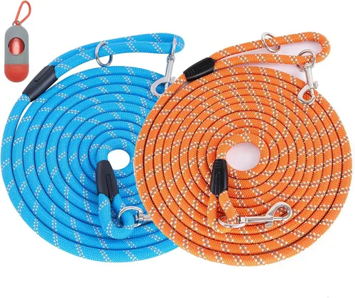 Miniatura 15 de Correa larga para entrenamiento de perros de 10 pies, 16 pies, 30 pies, 50 pies, 100 pies, cuerda de hilos reflectantes, correa resistente para Negro