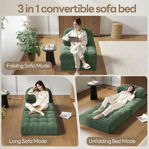 Miniatura 4 de Dowinx Sofá cama plegable con almohada, cómodo sofá cama convertible para adultos, hogar, sala de estar y juegos, diseño moderno y cómodo