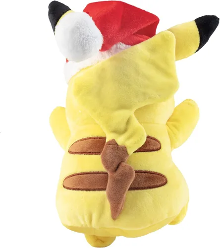 Miniatura 4 de Pokémon Pikachu de peluche navideño de 8 pulgadas con accesorio de sombrero de Papá Noel, licencia oficial, generación 1, figura de juguete