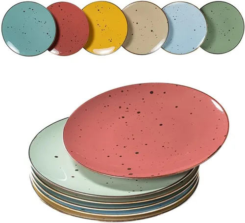 Miniatura 9 de Esfour Ceramics Juego de 6 platos llanos de 11 pulgadas, aptos para microondas, horno, lavavajillas, resistentes a los arañazos, platos duraderos