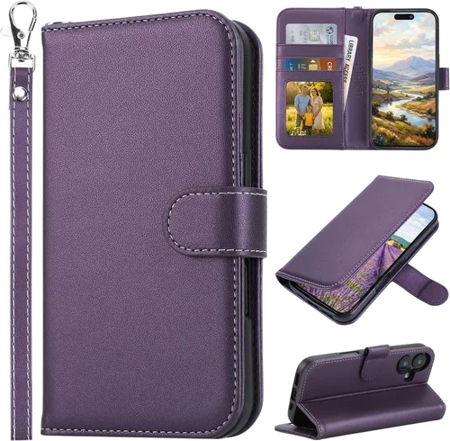 Miniatura 42 de ULAK Funda Cartera compatible con iPhone 15 Plus con tarjetero, Funda con Tapa de Flores para mujeres y niñas, de cuero PU, con soporte, correa