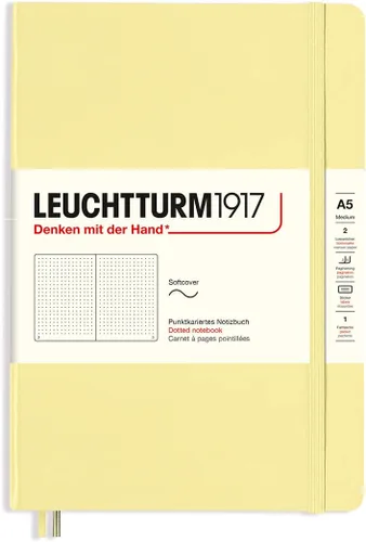 Miniatura 4 de LEUCHTTURM1917 - Cuaderno mediano A5 de tapa blanda, 123 páginas numeradas para escribir y llevar un diario (color negro, cuadriculado)