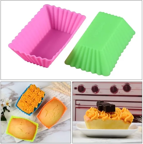 Miniatura 3 de Moldes de silicona para hornear cupcakes, 24 moldes de silicona reutilizables, incluyendo redondo, rectanguar, cuadrado, flor de silicona de grado