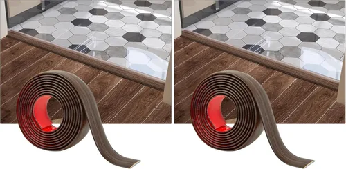 Miniatura 13 de Art3d Tira autoadhesiva de vinilo de 4 pies para transición de piso, tira laminada divisora plana para unir huecos, transición de umbral de Marrón