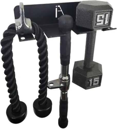 Miniatura 11 de IRON AMERICAN USA Omega Beast - Estante de almacenamiento de gimnasio con 11 ganchos, organizador de pared de gimnasio resistente, almacenamiento