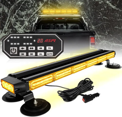 ASPL - Barra de luces estroboscópicas de 66 cm, 126 LED, de emergencia, para techo, doble cara, con controlador, intermitente, de advertencia, luz