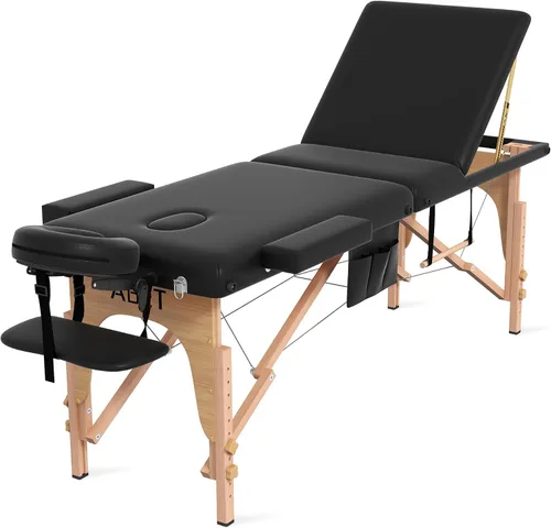 ABET Mesa de masaje, cama plegable portátil de 3 cuerpos para extensiones de pestañas, altura ajustable, ligera, profesional, mesa de spa facial, de