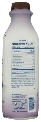 Miniatura 2 de Lifeway Kéfer de leche entera orgánica, miel de coco, 32 onzas, 0.39 oz de proteína, 12 cultivos activos vivos