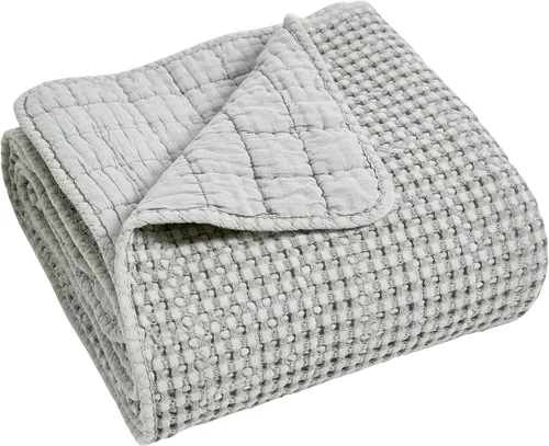 Miniatura 8 de Levtex Home Mills Waffle - Juego de colcha Queen (106 x 106 pulgadas) con 2 fundas de almohada (26 x 20 pulgadas), color gris, juego de colcha
