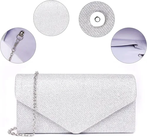 Miniatura 3 de Larcenciel Bolsos de mano para mujer, con lentejuelas brillantes, bolsa de noche con cadena, elegante vestido de fiesta de graduación, bolso de novia