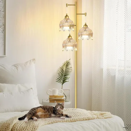Miniatura 2 de ILLMTW Lámpara de Pie Dorada para Sala de Estar, Dormitorio, Lámpara de Pie Moderna de Mediados de Siglo Lámpara de Pie de Latón Árbol de 3 Luces