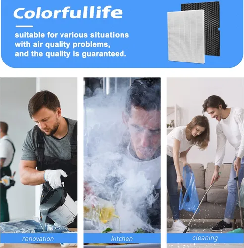 Miniatura 4 de Colorfullife 2 juegos de filtros de repuesto H 116130 para purificador de aire Winix 5500-2 AM80 Plasmawave, 2 filtros HEPA verdaderos y 2 filtros