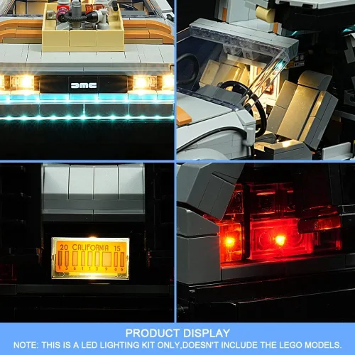 Miniatura 7 de VONADO Kit de luces LED compatible con Lego Back to The Future Time Machine 10300 (sin modelo), kit de iluminación compatible con Lego Back to The
