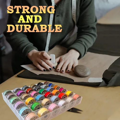 Miniatura 4 de 36 bobinas e hilos de coser con estuche de bobina de plástico para múltiples máquinas de coser, juego de bobinas preenrolladas (bobinas de metal)