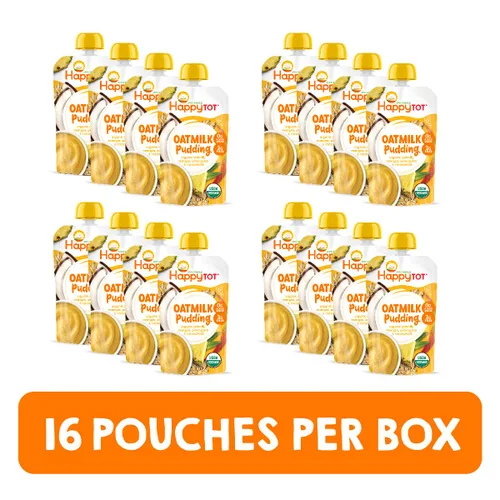 Miniatura 4 de HAPPYTOT Organics Pudín de leche de avena, sin lácteos, aperitivo para niños pequeños etapa 4, leche de avena, plátanos y arándanos, bolsa de 4