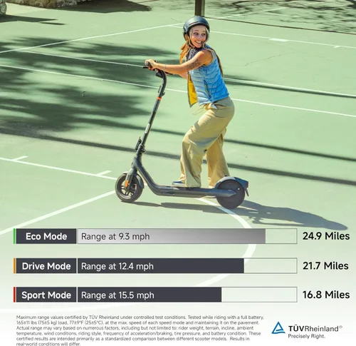 Miniatura 5 de Segway Ninebot E2 Plus II/E2 Pro/E3 Pro Electric Scooter, 15.5–20 MPH, Long Range, Dual Elastomer Suspension (E3 Pro only), Foldable Adult Scooter