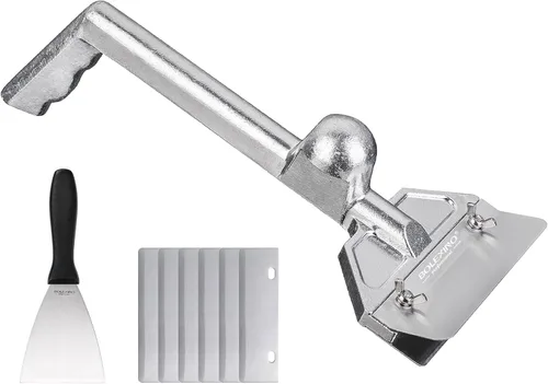 Rascador de parrilla con 7 cuchillas y raspador de parrilla de borde inclinado pequeño, accesorios de parrilla de aluminio fundido resistente,