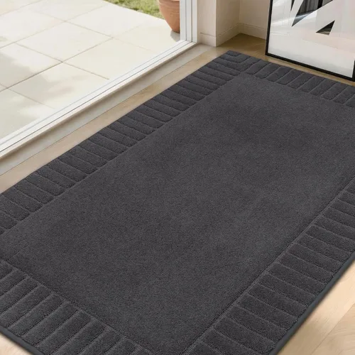Miniatura 11 de BEQHAUSE Alfombra Antideslizante para Puerta Principal Alfombra Lavable de Bajo Perfil para Entrada Alfombras para Puerta Principal Trampa para Negro
