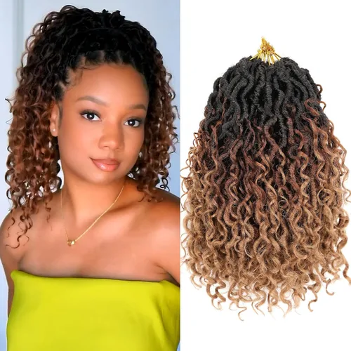 Miniatura 23 de Extensiones de cabello sintético de ganchillo de 24 pulgadas con extremos rizados, extensiones de cabello sintético con extremos rizados, trenzas