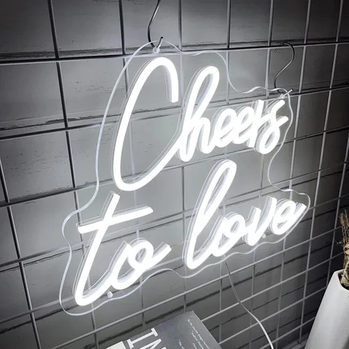 Miniatura 5 de Letrero LED de neón con texto en inglés «Cheers to Love» para decoración de pared, con suministro USB, para dormitorio, cumpleaños, boda, 15.7 x
